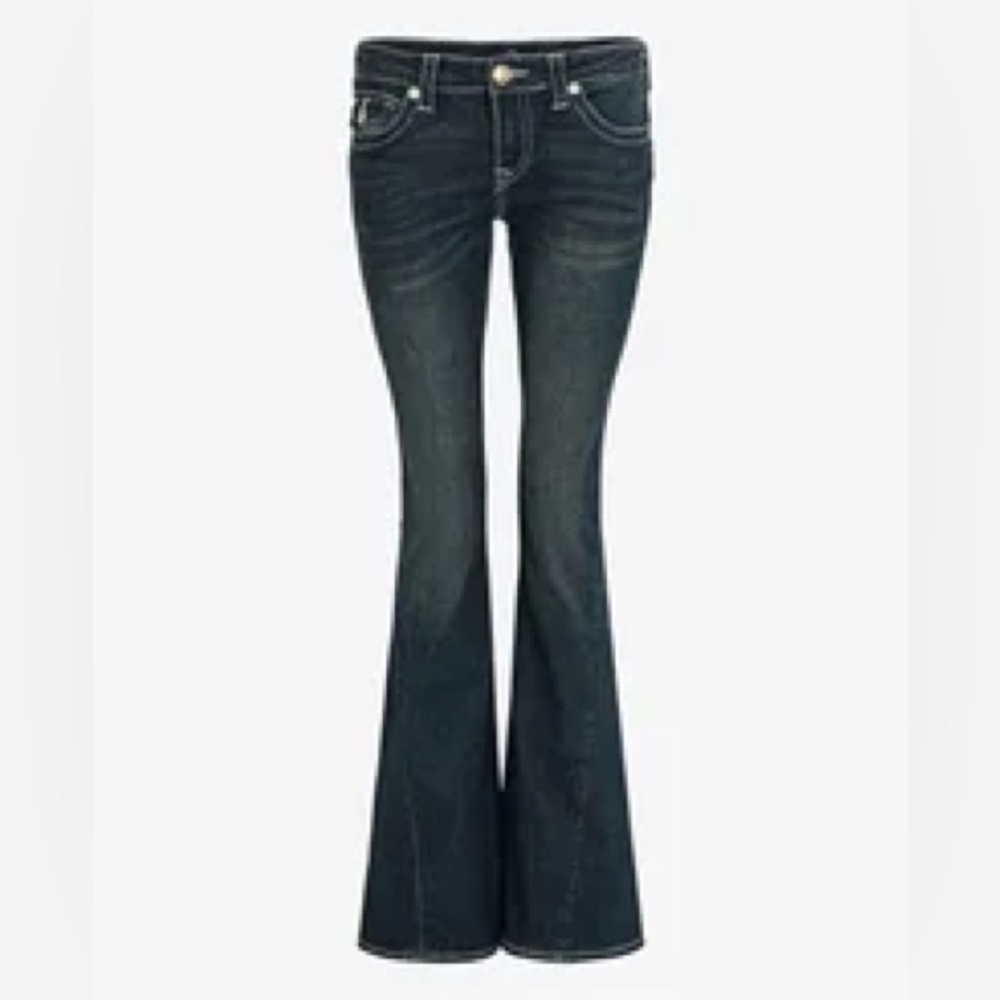 ASO✨NWT Y2K RareUSA🇺🇸 True Religion Joey Flare Beatnik Dark Blue LowR Wm Jean 29 - Picture 10 of 12